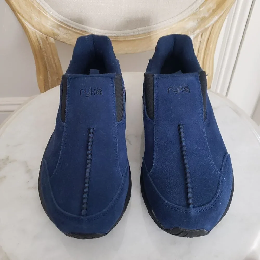 New RYKA Roamer 2 Blue Suede Walking Hiking Slipon Comfort Loafer Shoe Sz 8